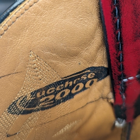 Lucchese 2000 Black Cherry Leather Cowboy Boots men's sz 8.5 2E Very Good Condit - Picture 11 of 12